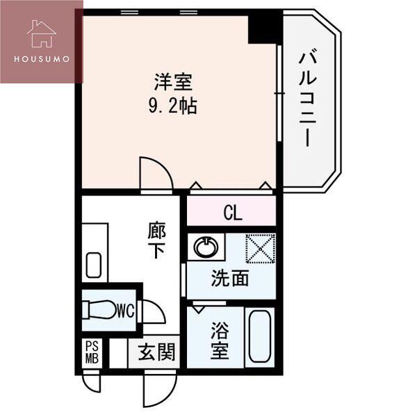 ラピス平野(1K/2階)の間取り写真