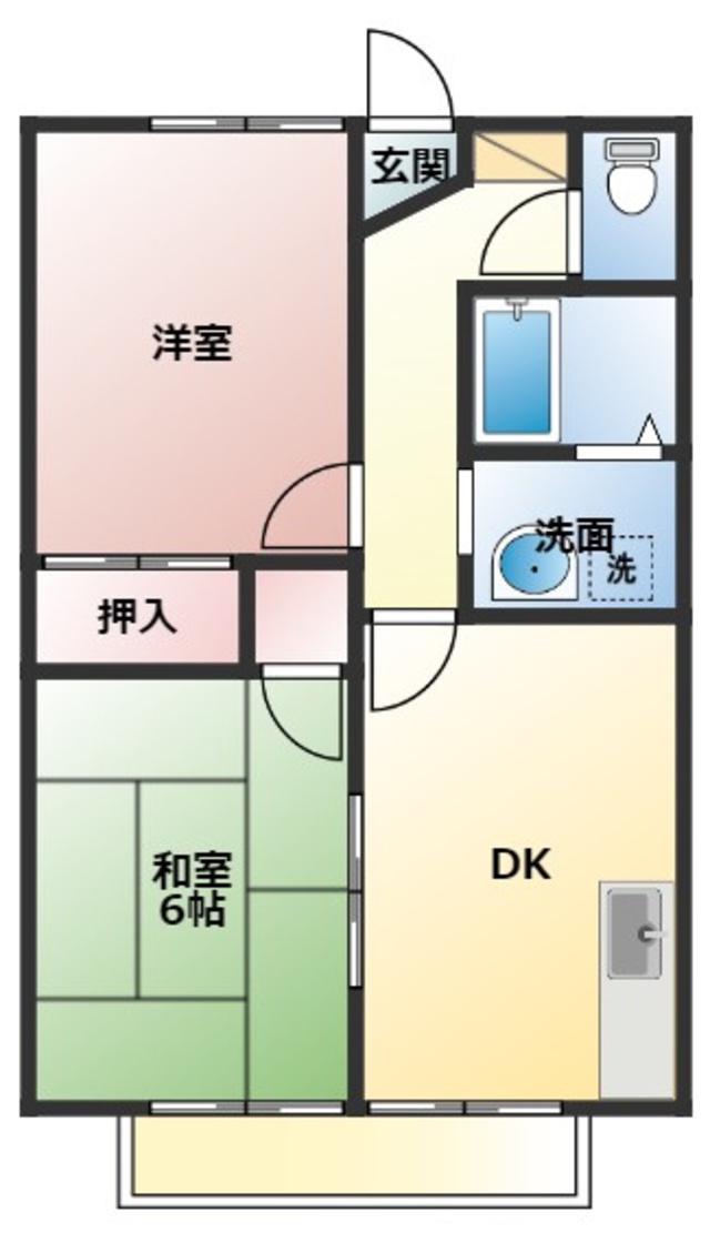 ピュアコートA(2DK/2階)の間取り写真