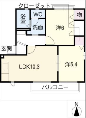 ボヌール知多B棟(2LDK/2階)の間取り写真