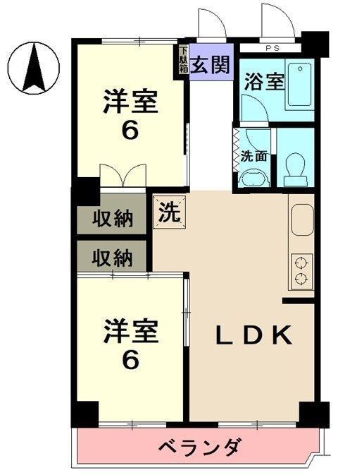 ロイヤルマンション多治見(2LDK/6階)の間取り写真