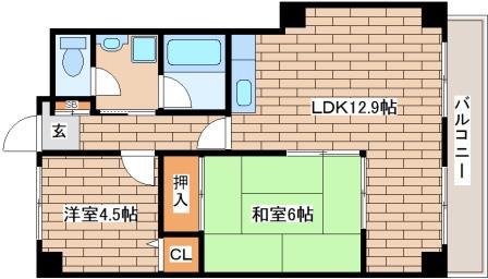 エレガンテ本山(2LDK/2階)の間取り写真