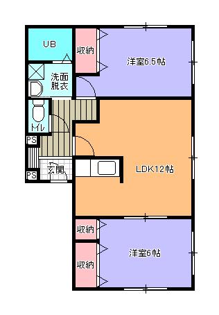 ケインズハウスI(2LDK/1階)の間取り写真