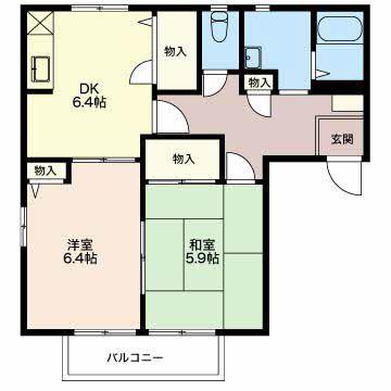 クレールシャンブル(2K/2階)の間取り写真