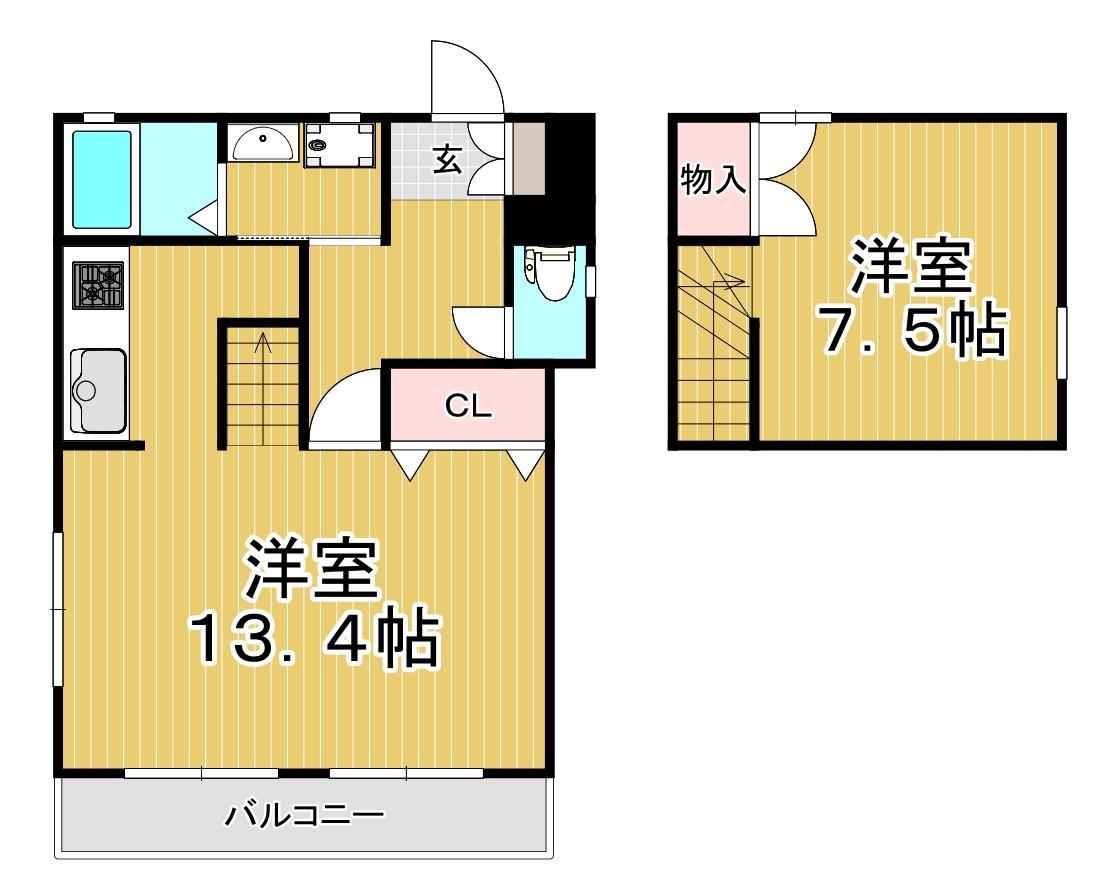 センターコート(1LDK/1階)の間取り写真