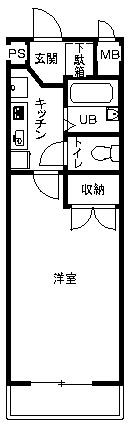 エクセルI(1K/4階)の間取り写真