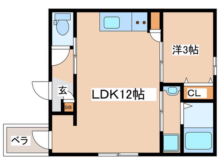 オリーブコート(1LDK/2階)の間取り写真