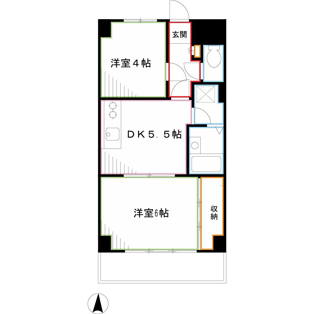 U RESIDENCE三鷹(2DK/2階)の間取り写真
