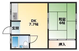 ドル深江(1DK/2階)の間取り写真