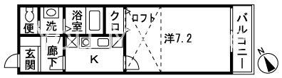 リヴィエール湘南III(1K/2階)の間取り写真