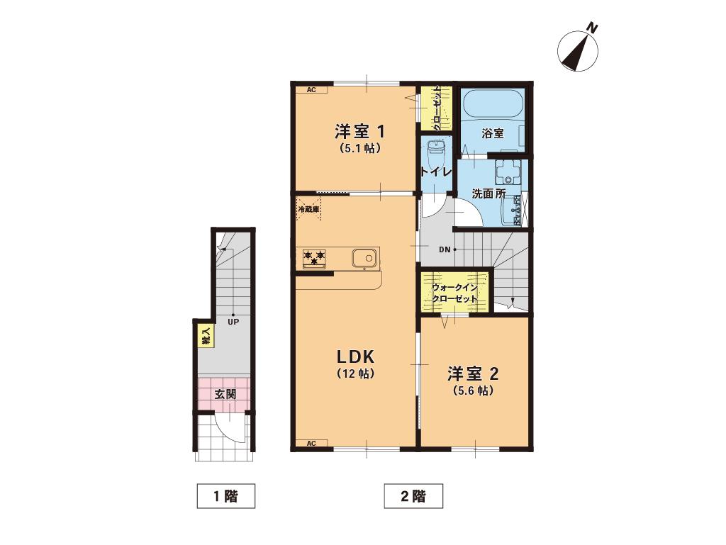 PARK TOWN津志田東(2LDK/2階)の間取り写真