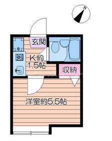 ソフィア一之江B(1K/2階)の間取り写真