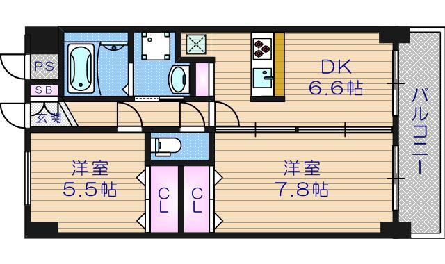BGC難波タワー(2LDK/5階)の間取り写真