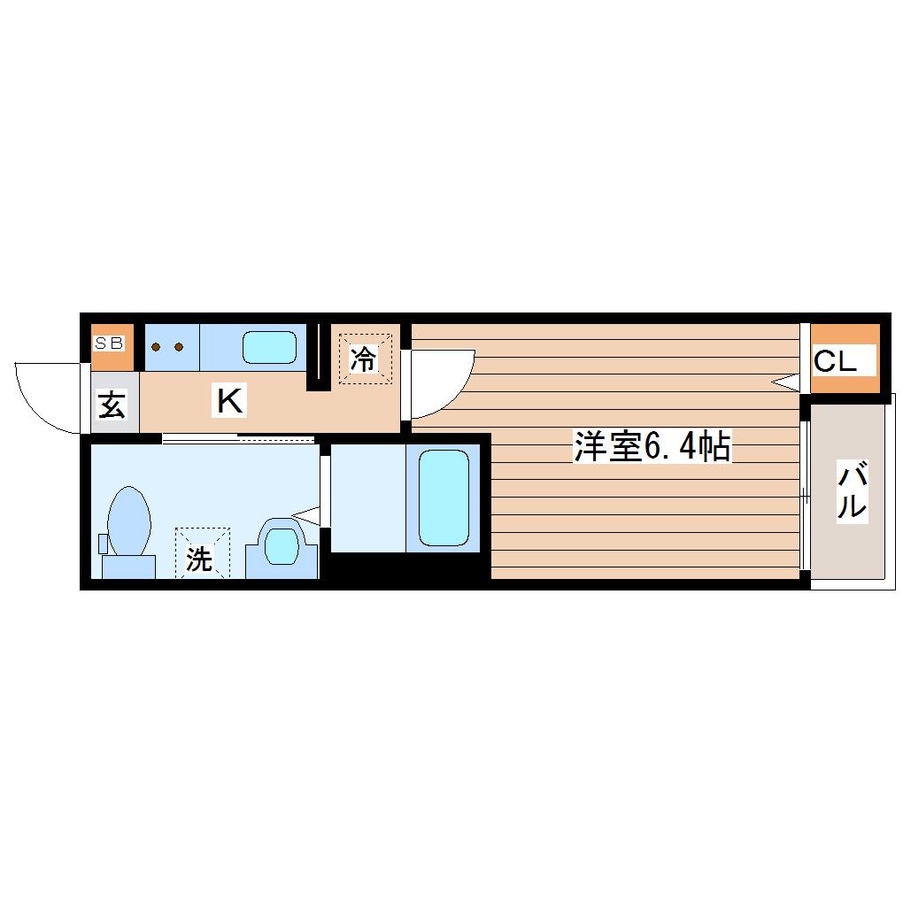 PRENDRE小田原(1K/1階)の間取り写真