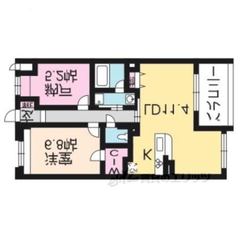 グラシア堺町御門(2LDK/2階)の間取り写真