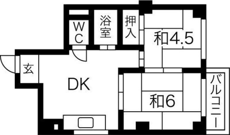 アインス今里(2DK/5階)の間取り写真