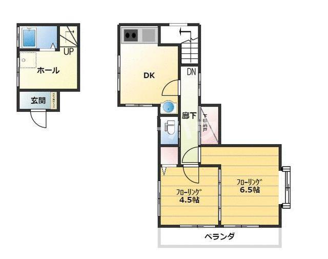 宮本6丁目(2DK/2階)の間取り写真