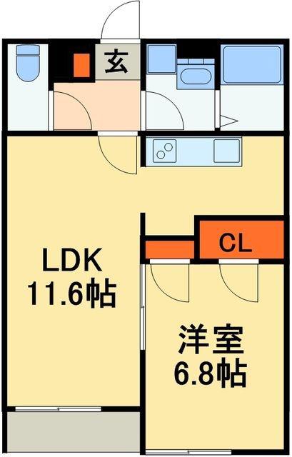 GARDENHILLS(1LDK/2階)の間取り写真