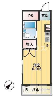 浅利ハイツ(ワンルーム/3階)の間取り写真