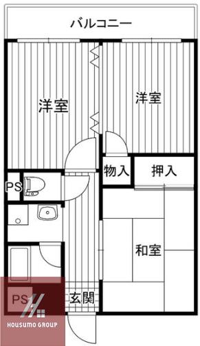 レジデンスマロン弐番館(2DK/3階)の間取り写真