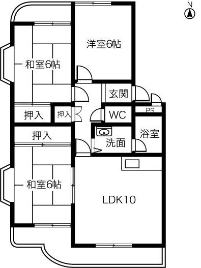 第4むらせ(3LDK/3階)の間取り写真
