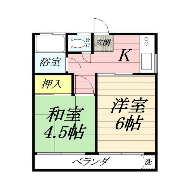 ヒルトップ湘南(2K/2階)の間取り写真
