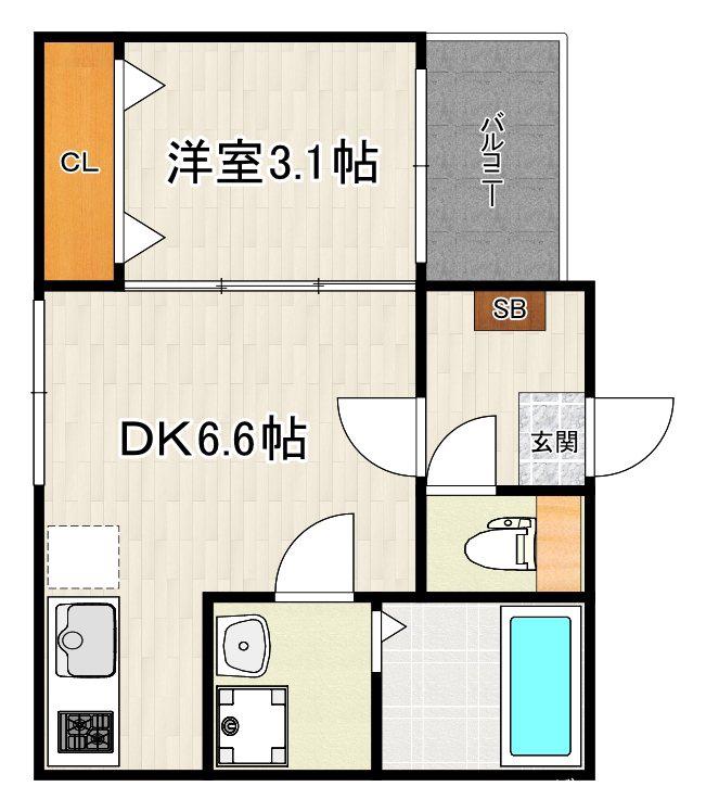 NEWGATE 井尻(1DK/3階)の間取り写真