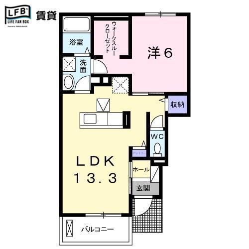 フローラII(1LDK/1階)の間取り写真