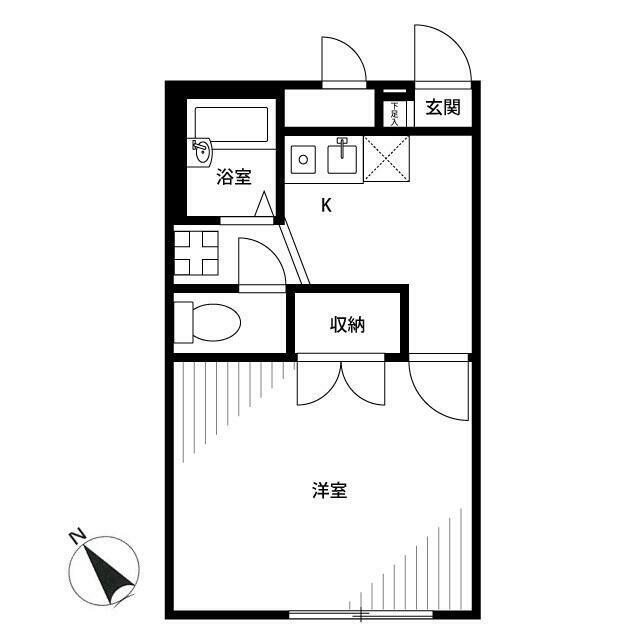 アムールTAO(1K/1階)の間取り写真