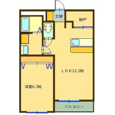ジョイントリバーあもり(1LDK/3階)の間取り写真