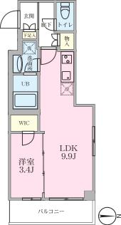 リージア三軒茶屋(1LDK/3階)の間取り写真