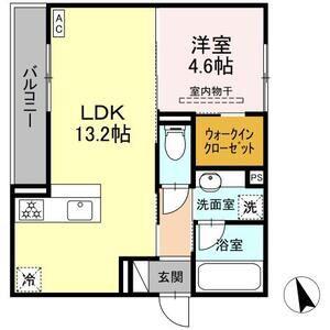 アネシスVILLA赤堀(1LDK/2階)の間取り写真