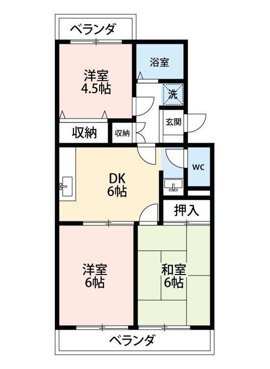 ルネッサンス小手指1号館(3DK/3階)の間取り写真