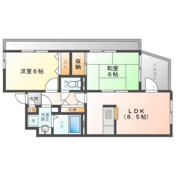 アネックスデボルテ(2DK/4階)の間取り写真
