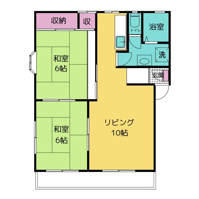フレグランス桜ヶ丘(2LDK/2階)の間取り写真