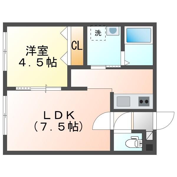 ROKT-S(1LDK/2階)の間取り写真