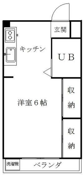ニュー最上(1K/2階)の間取り写真