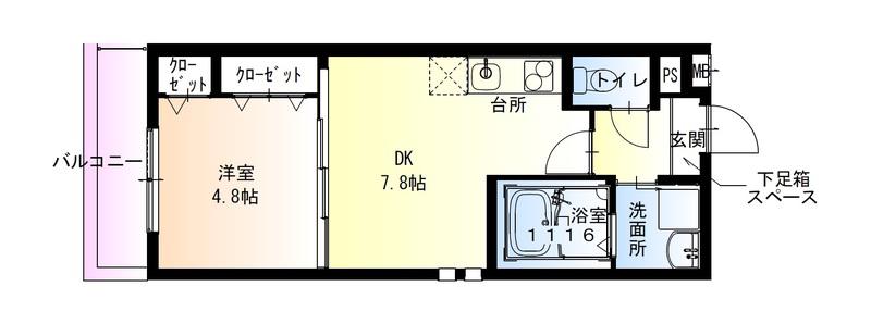 フジパレス西宮甲東園III(1LDK/2階)の間取り写真