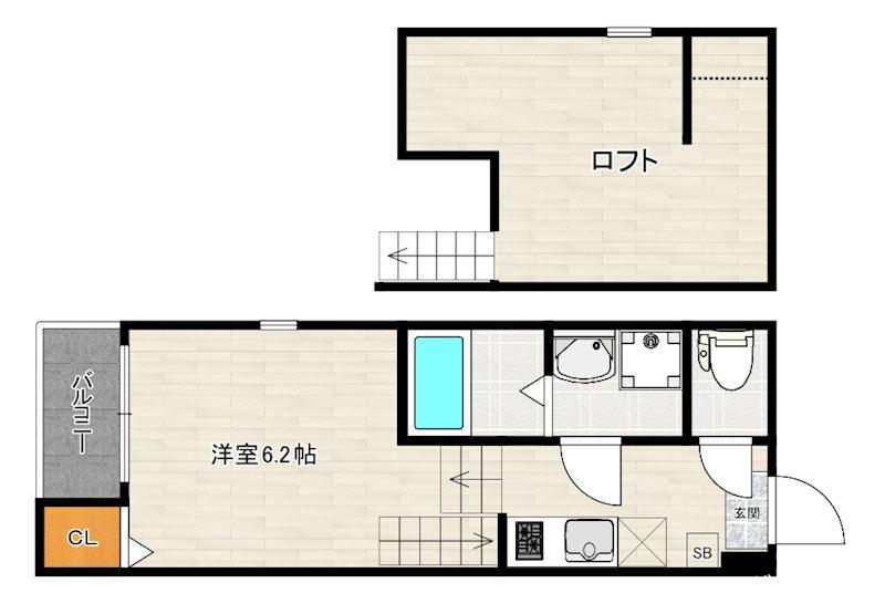 GRANDEUR 深澤(1K/2階)の間取り写真
