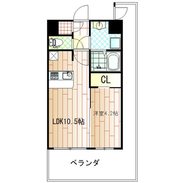 オリエンテム宿院南(1LDK/4階)の間取り写真
