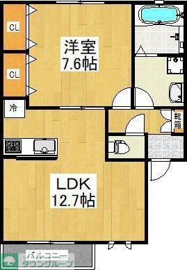 ヴランドール(1LDK/2階)の間取り写真