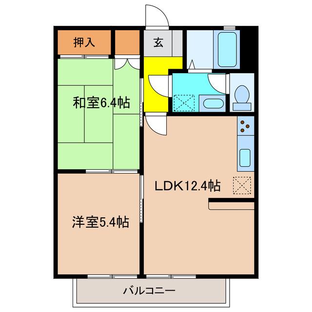 フレール弥生A棟(2LDK/2階)の間取り写真