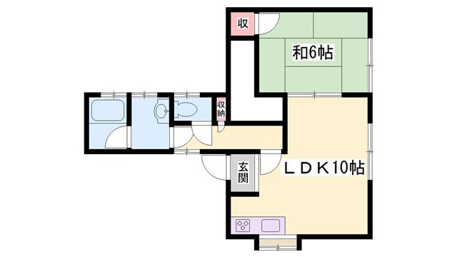 桜ヶ丘団地 2号棟(1LDK/1階)の間取り写真