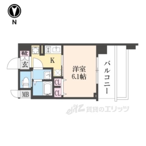 プレサンス 京都室町通 紫水(1K/5階)の間取り写真