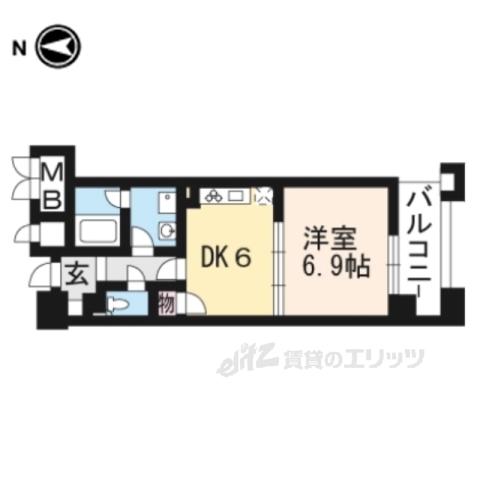 パインフィールド洛東(1DK/7階)の間取り写真