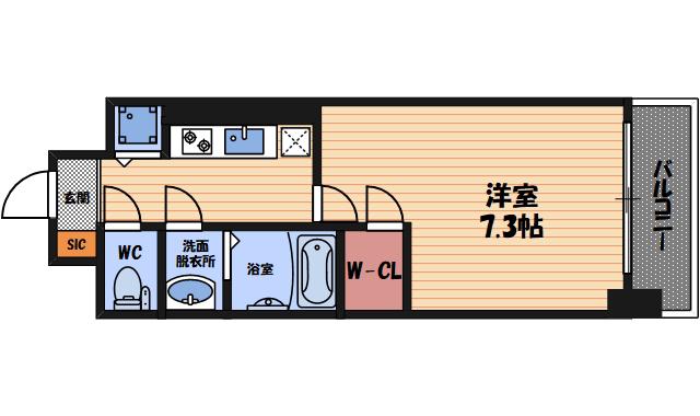 ファーストフィオーレ福島野田II(1K/8階)の間取り写真