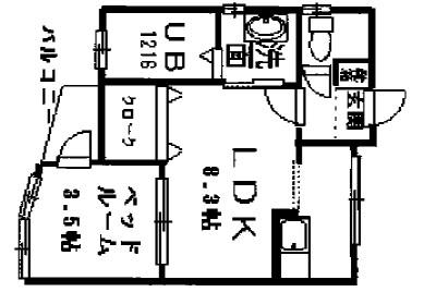 飛鳥水前寺駅通(1LDK/6階)の間取り写真