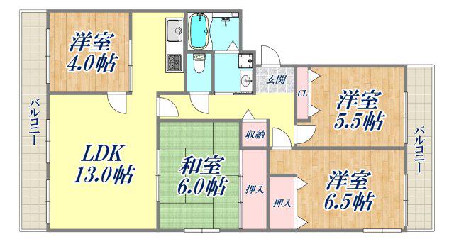 フェルザ西宮(4LDK/2階)の間取り写真