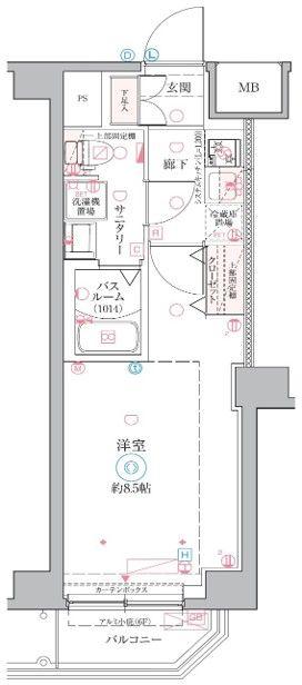 CREVISTA戸田(1K/6階)の間取り写真