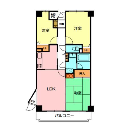 ライオンズヒルズ田方(3LDK/5階)の間取り写真