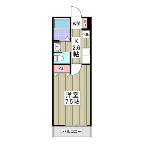 アテレーゼ上福岡(1K/2階)の間取り写真